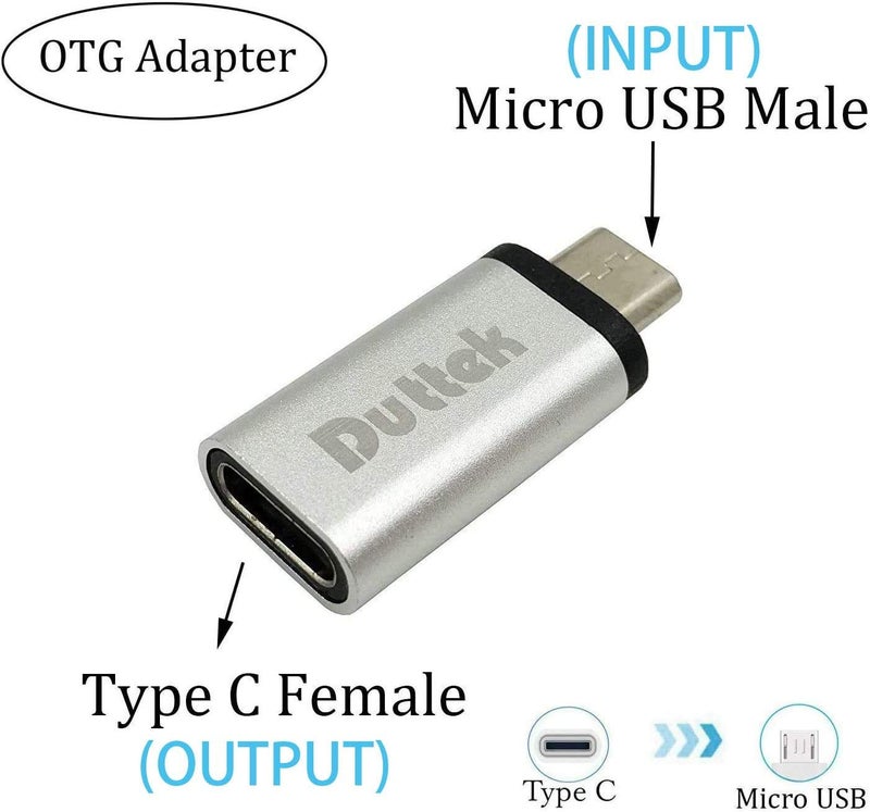 Duttek USB-C to Micro USB Adapter, 480Mbps, OTG Compatible, for FLIR One Pro, Huawei Y7/Y6/P Smart/P8 Lite and Smartphones, Tablets - Image 3